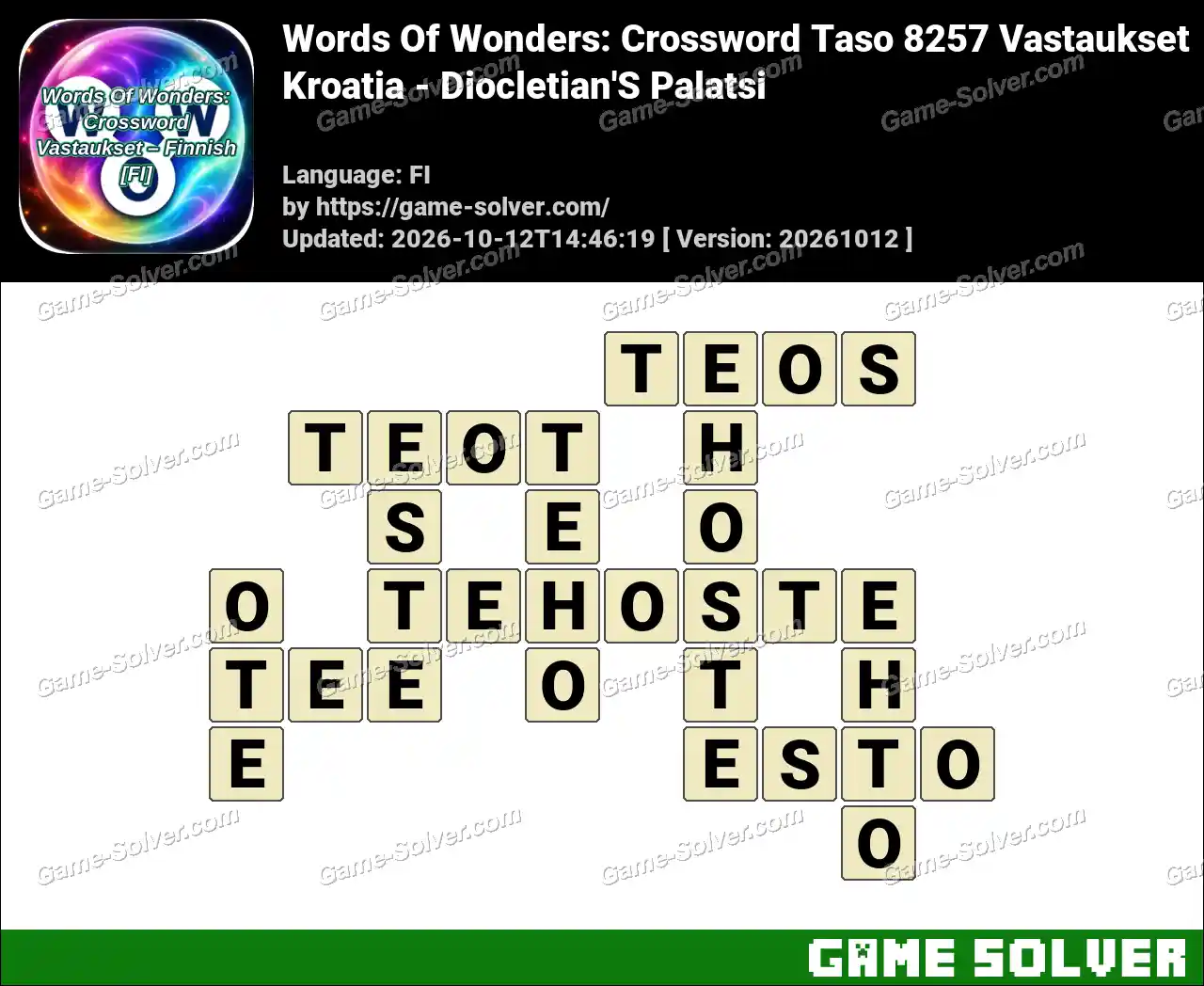 Words Of Wonders: Crossword Taso 8257 Vastaukset – Kroatia – Diocletian’S Palatsi